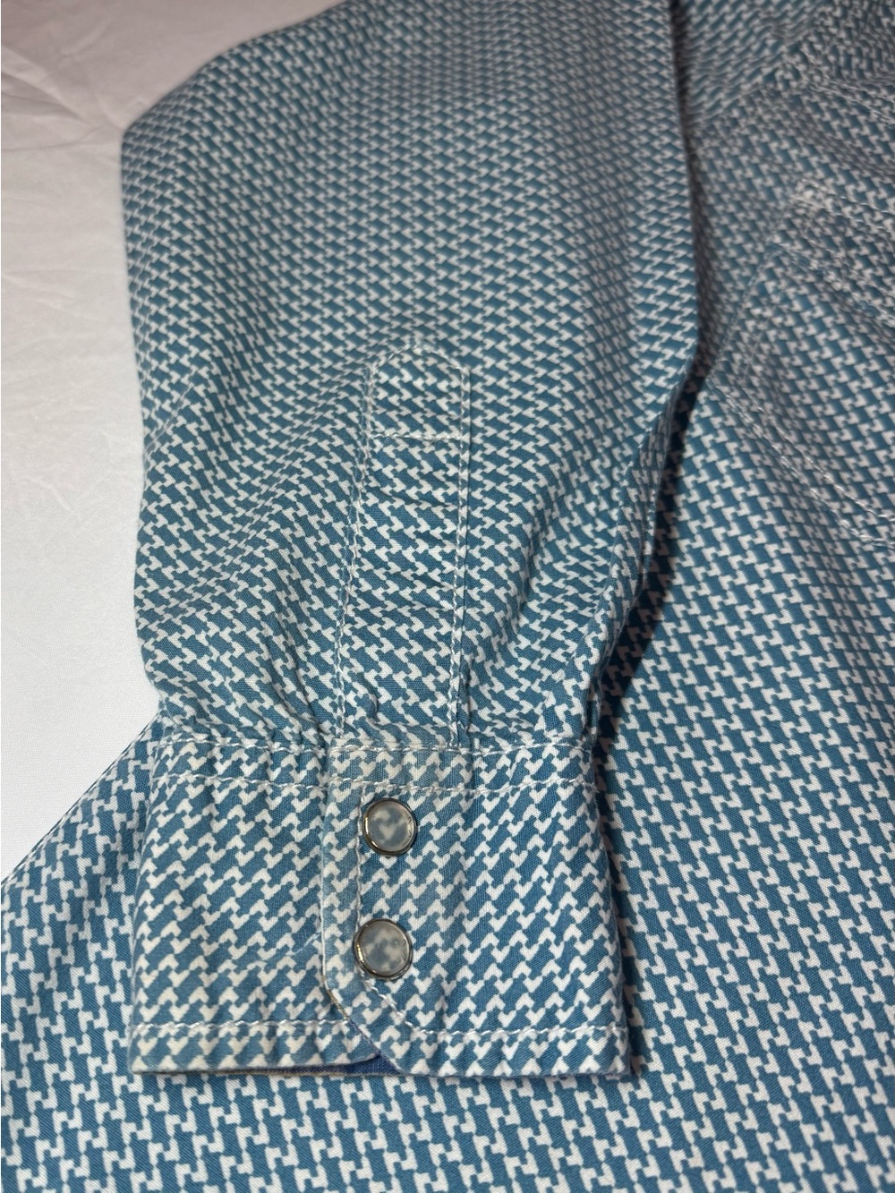 Wrangler 20X Boys M Competition Pearl Snap Western Shirt Teal Geometric - Picture 10 of 16